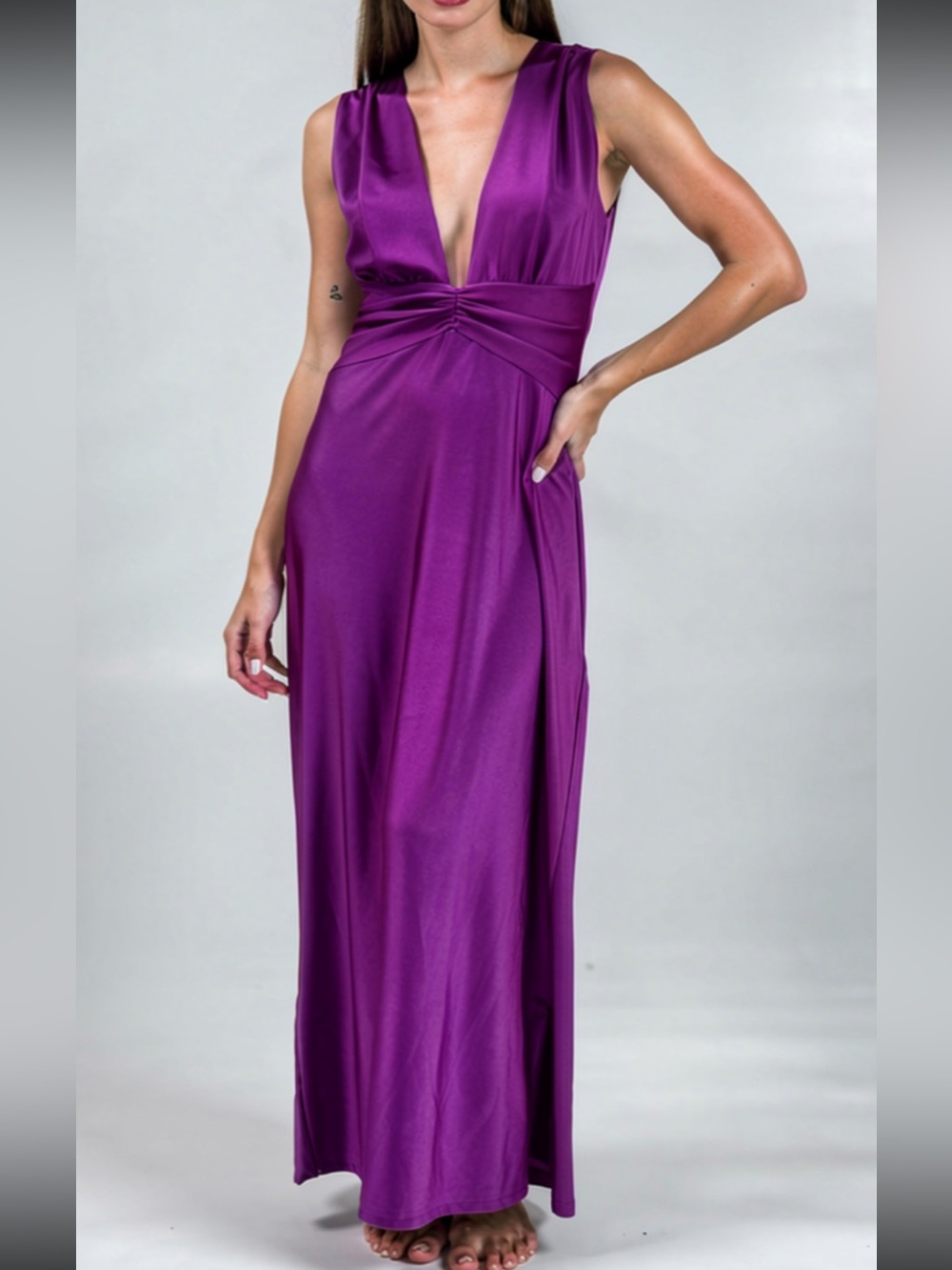 Purple Halter Maxi Dress large back detail size large